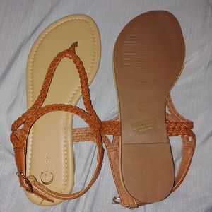 Tan braided leather sandal